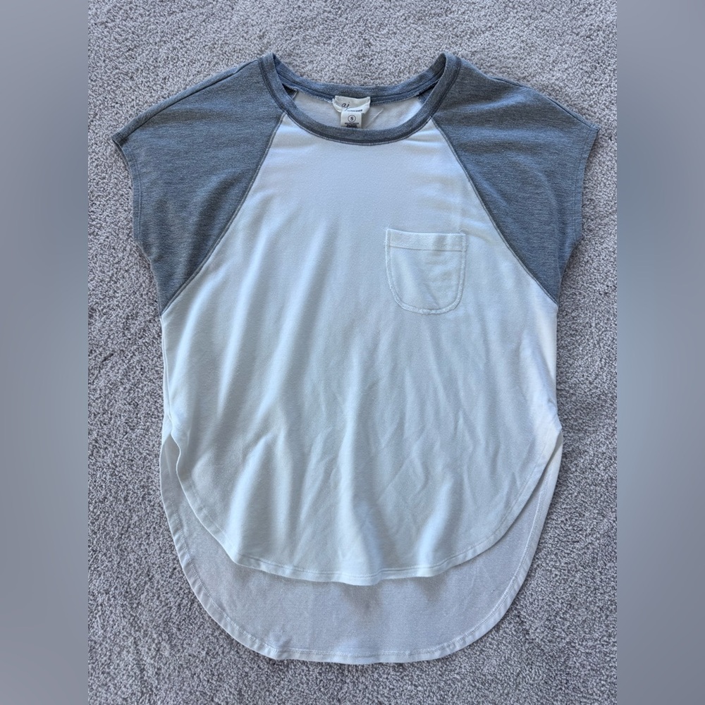 Andrea Jovine Gray and White Short Sleeve Tee